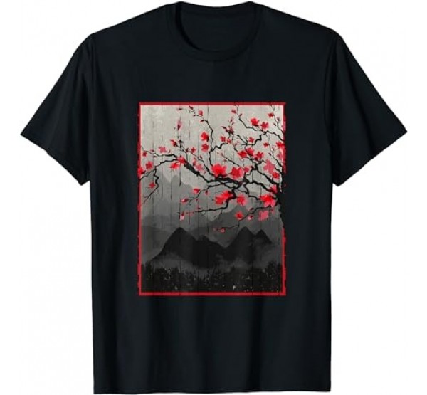 Vintage Cherry Blossom Japanese Art Woodblock T-Shirt Vintage Cherry Blossom Japanese Art Woodblock T-Shirt